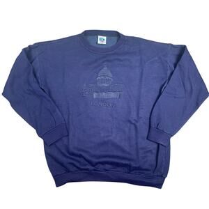 VTG London Cathedral England Blue Sweatshirt Sz XL Embroidered Made in UK RARE